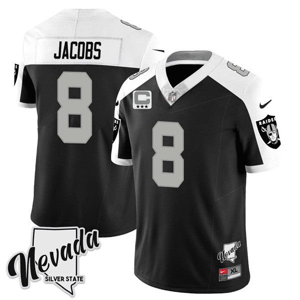 Josh Jacobs Las Vegas Raiders black-white FUSE jersey