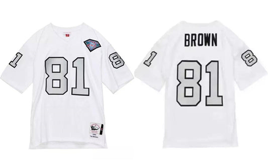 Las Vegas Raiders #81 Tim Brown White 1994 Mitchell Ness Jersey