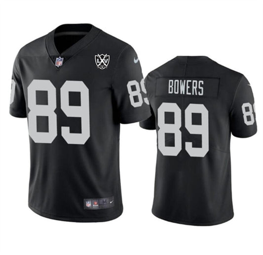 Las Vegas Raiders #89 Brock Bowers Black 2024 65th Anniversary Patch Jersey