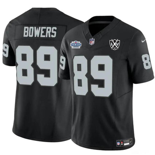 Las Vegas Raiders #89 Brock Bowers Black 2024 FUSE 65th Anniversary Patch Jersey