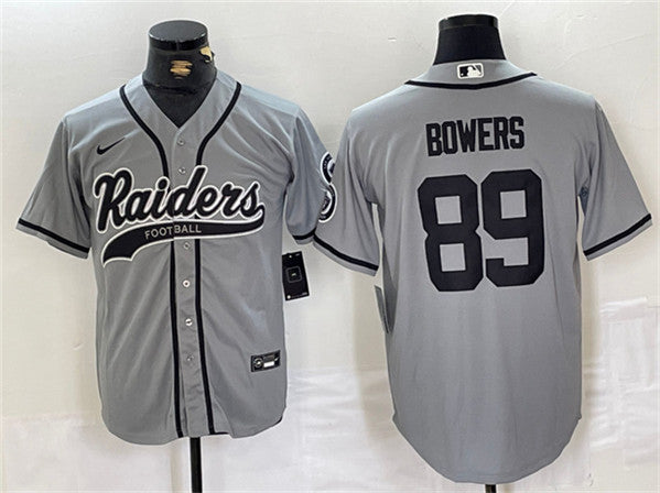 Brock Bowers Las Vegas Raiders gray jersey