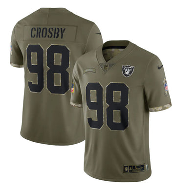 Maxx Crosby Las Vegas Raiders olive Salute To Service jersey