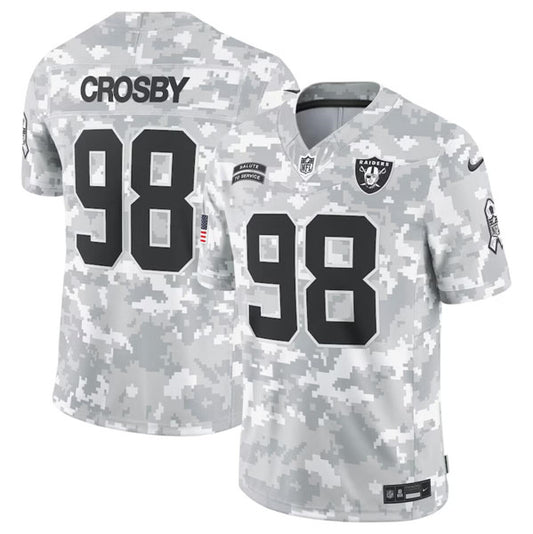 Las Vegas Raiders #98 Maxx Crosby Arctic Camo 2024 FUSE Salute to Service Jersey