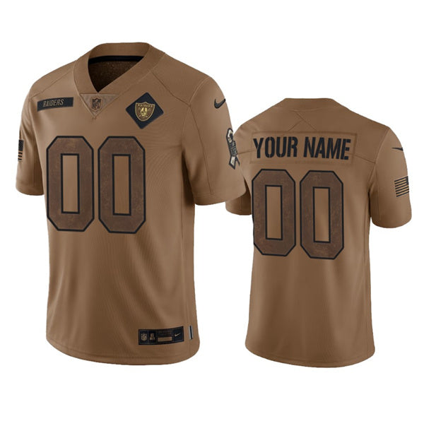 Custom Las Vegas Raiders brown Salute To Service jersey