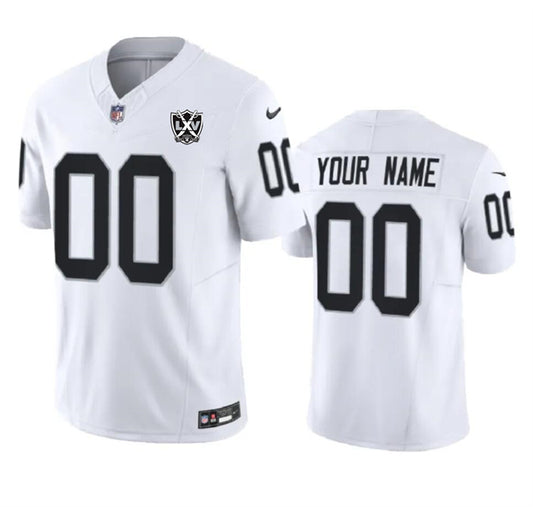 Las Vegas Raiders Custom White 2024 FUSE 65th Anniversary Patch Jersey