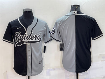Custom Las Vegas Raiders black-gray Split jersey