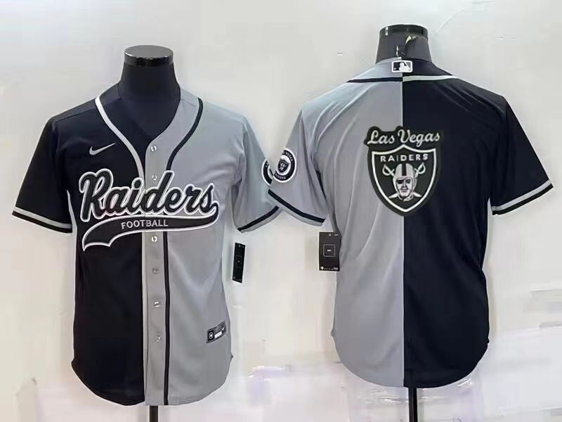 Custom Las Vegas Raiders black-grey Split jersey