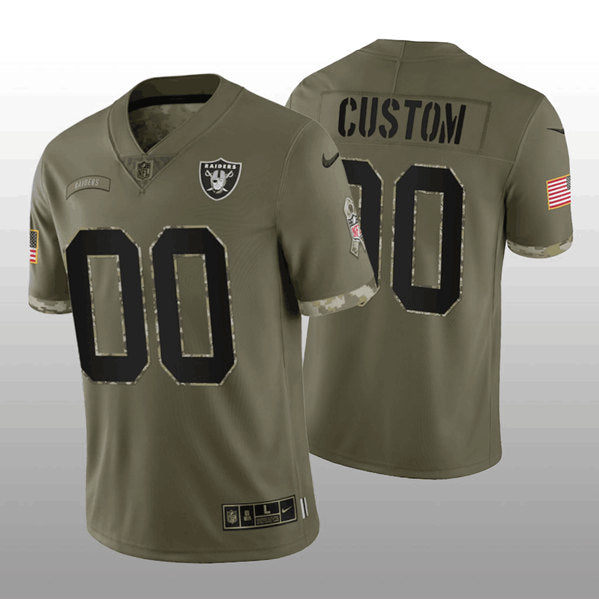 Custom Las Vegas Raiders olive Salute To Service jersey
