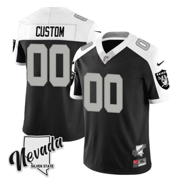 Custom Las Vegas Raiders black-white FUSE jersey