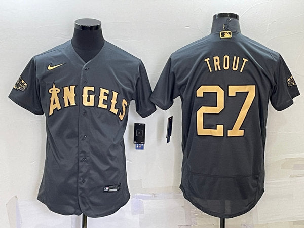 Mike Trout Los Angeles Angels charcoal All-Star jersey