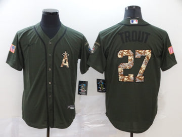 Mike Trout Los Angeles Angels olive jersey