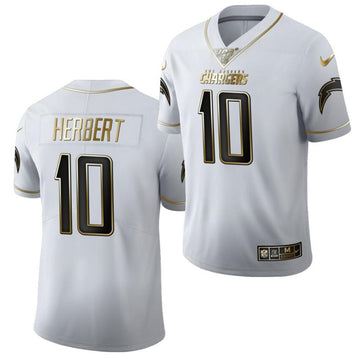 Justin Herbert Los Angeles Chargers golden-white jersey