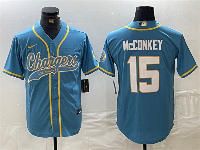 Ladd McConkey Los Angeles Chargers blue jersey