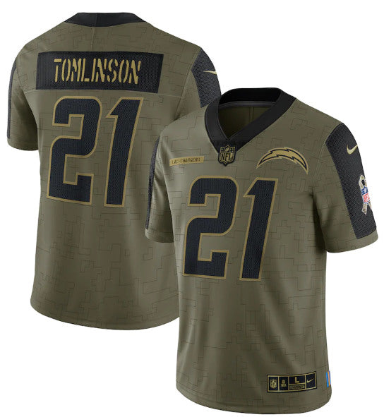 LaDainian Tomlinson Los Angeles Chargers olive Salute To Service jersey