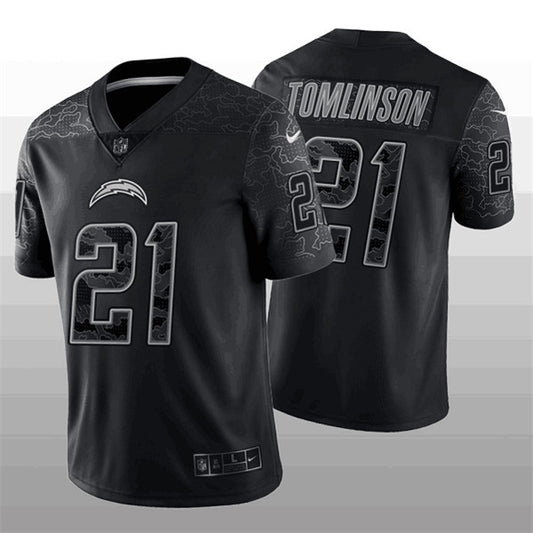 Los Angeles Chargers #21 LaDainian Tomlinson Black Reflective Jersey
