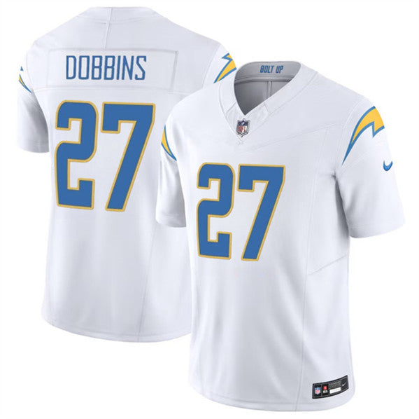 JK Dobbins Los Angeles Chargers white FUSE jersey