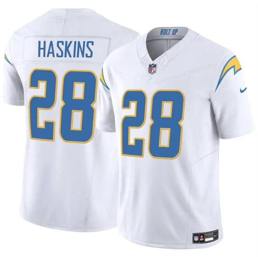 Los Angeles Chargers #28 Hassan Haskins White 2024 FUSE Jersey
