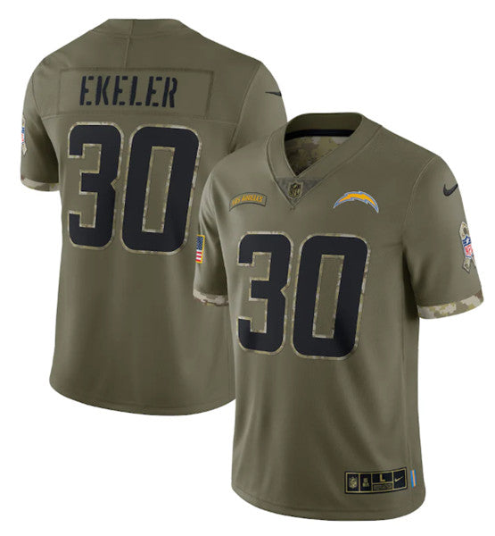 Austin Ekeler Los Angeles Chargers olive Salute To Service jersey