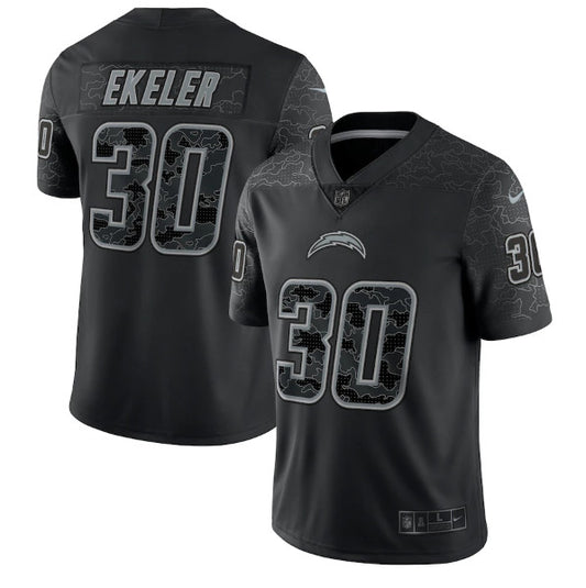 Los Angeles Chargers #30 Austin Ekeler Black Reflective Jersey