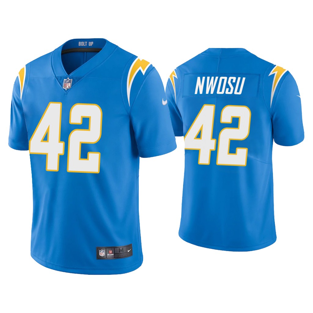 Uchenna Nwosu Los Angeles Chargers blue jersey