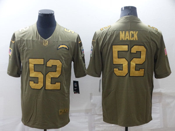 Khalil Mack Los Angeles Chargers olive-gold Salute To Service jersey