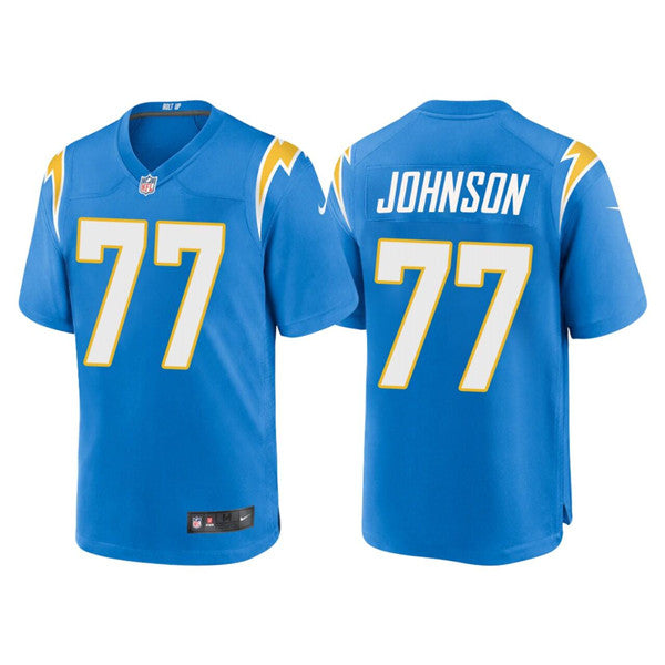 Zion Johnson Los Angeles Chargers blue jersey