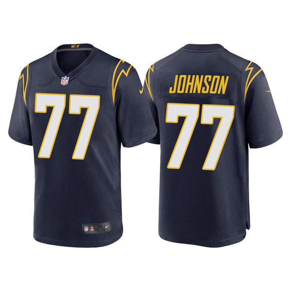 Zion Johnson Los Angeles Chargers navy jersey