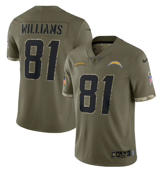 Mike Williams Los Angeles Chargers olive Salute To Service jersey