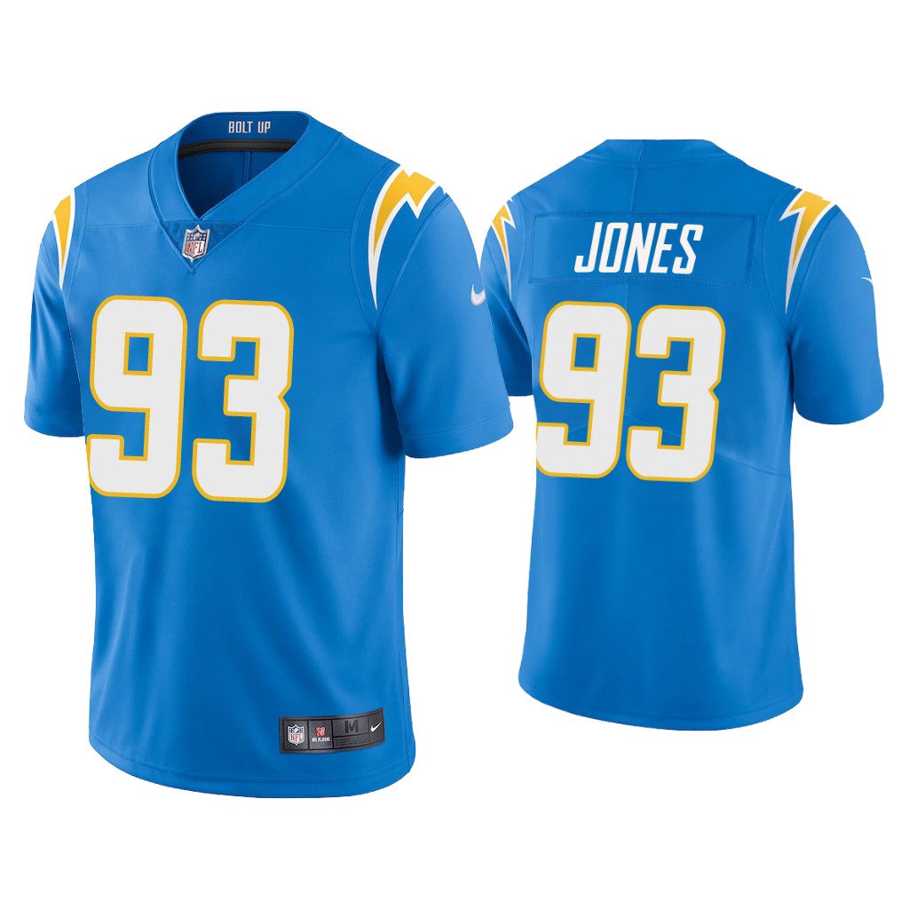 Justin Jones Los Angeles Chargers blue jersey