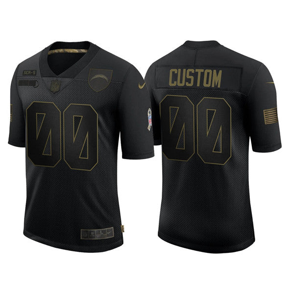 Custom Los Angeles Chargers black Salute To Service jersey