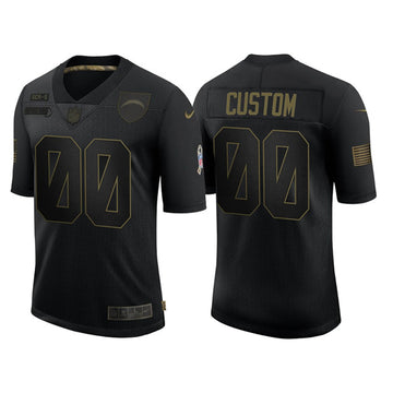 Custom Los Angeles Chargers black Salute To Service jersey