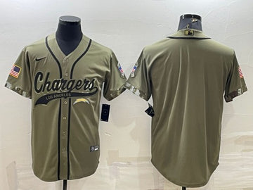 Custom Los Angeles Chargers olive Salute To Service jersey