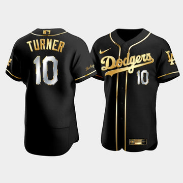 Justin Turner Los Angeles Dodgers black-gold jersey