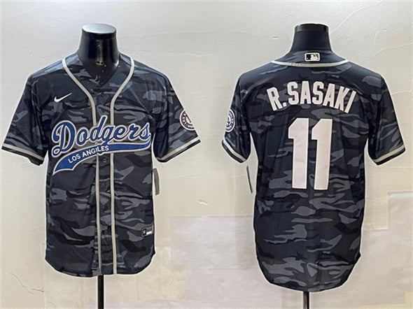 Roki Sasaki Los Angeles Dodgers gray Camo jersey