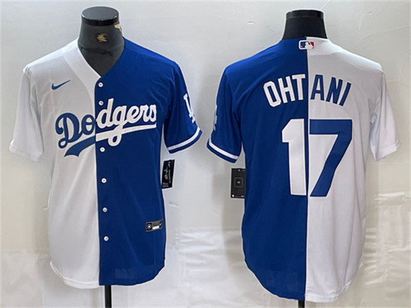Shohei Ohtani Los Angeles Dodgers white-blue Split jersey
