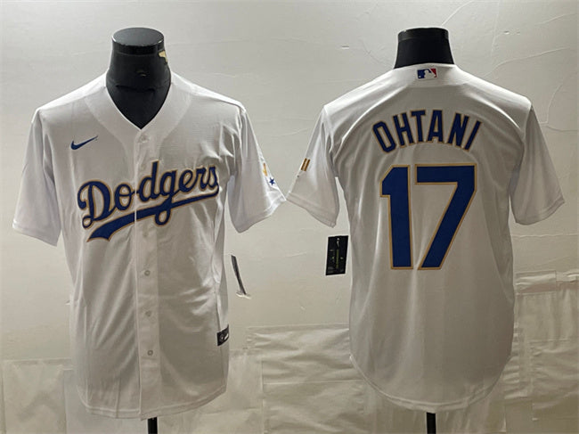 Shohei Ohtani Los Angeles Dodgers white-gold jersey