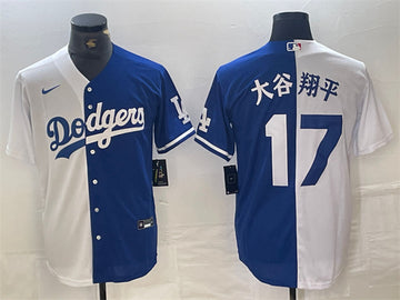 Shohei Ohtani Los Angeles Dodgers white-blue Split jersey