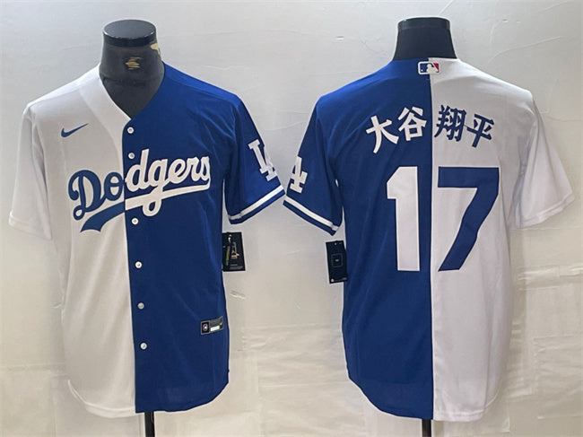 Shohei Ohtani Los Angeles Dodgers white-blue Split jersey