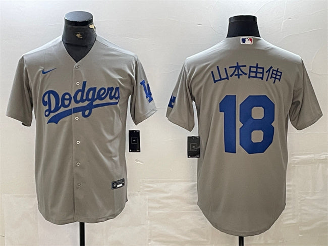 Yoshinobu Yamamoto Los Angeles Dodgers gray jersey