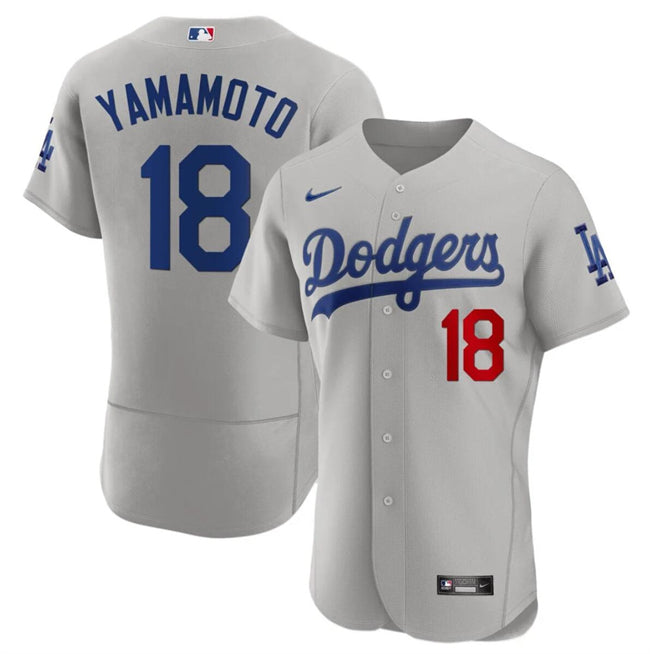 Yoshinobu Yamamoto Los Angeles Dodgers gray jersey