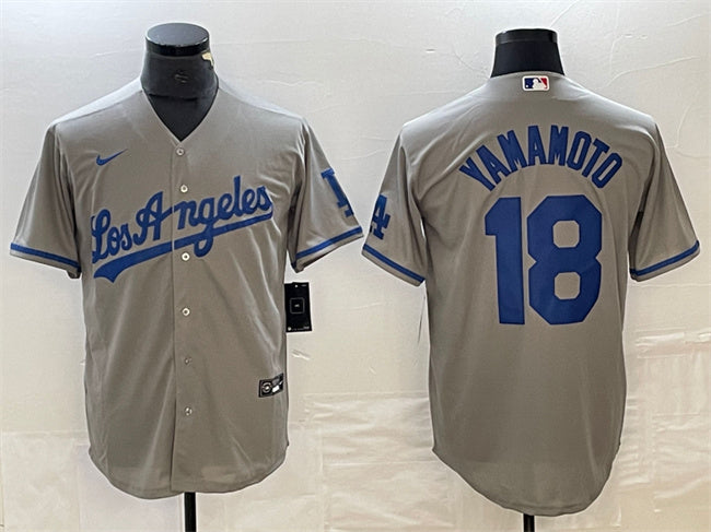 Yoshinobu Yamamoto Los Angeles Dodgers gray jersey