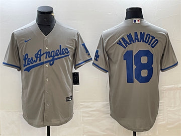 Yoshinobu Yamamoto Los Angeles Dodgers gray jersey