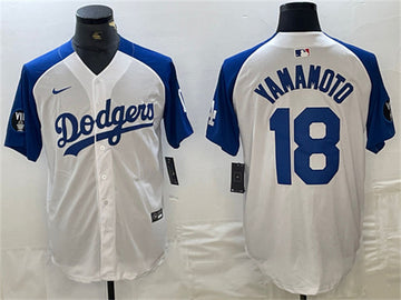 Yoshinobu Yamamoto Los Angeles Dodgers white-blue jersey