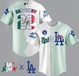 Bad Bunny Los Angeles Dodgers white-green Split jersey