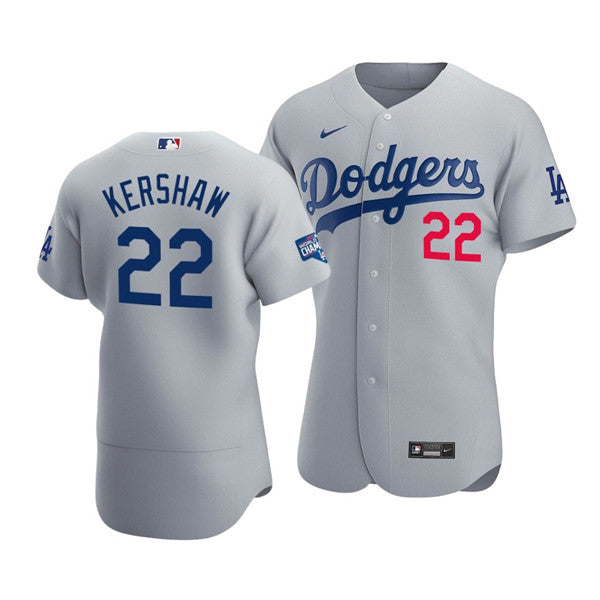 Clayton Kershaw Los Angeles Dodgers grey jersey
