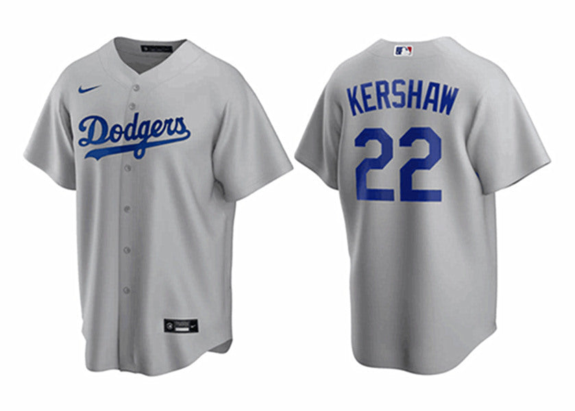Clayton Kershaw Los Angeles Dodgers grey jersey