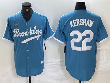 Clayton Kershaw Los Angeles Dodgers blue Throwback jersey