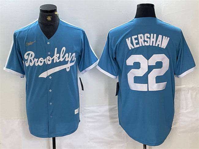 Clayton Kershaw Los Angeles Dodgers blue Throwback jersey