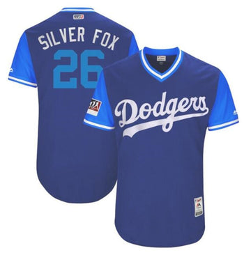 Chase Utley Los Angeles Dodgers silver Authentic jersey
