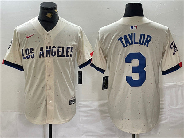 Chris Taylor Los Angeles Dodgers cream jersey